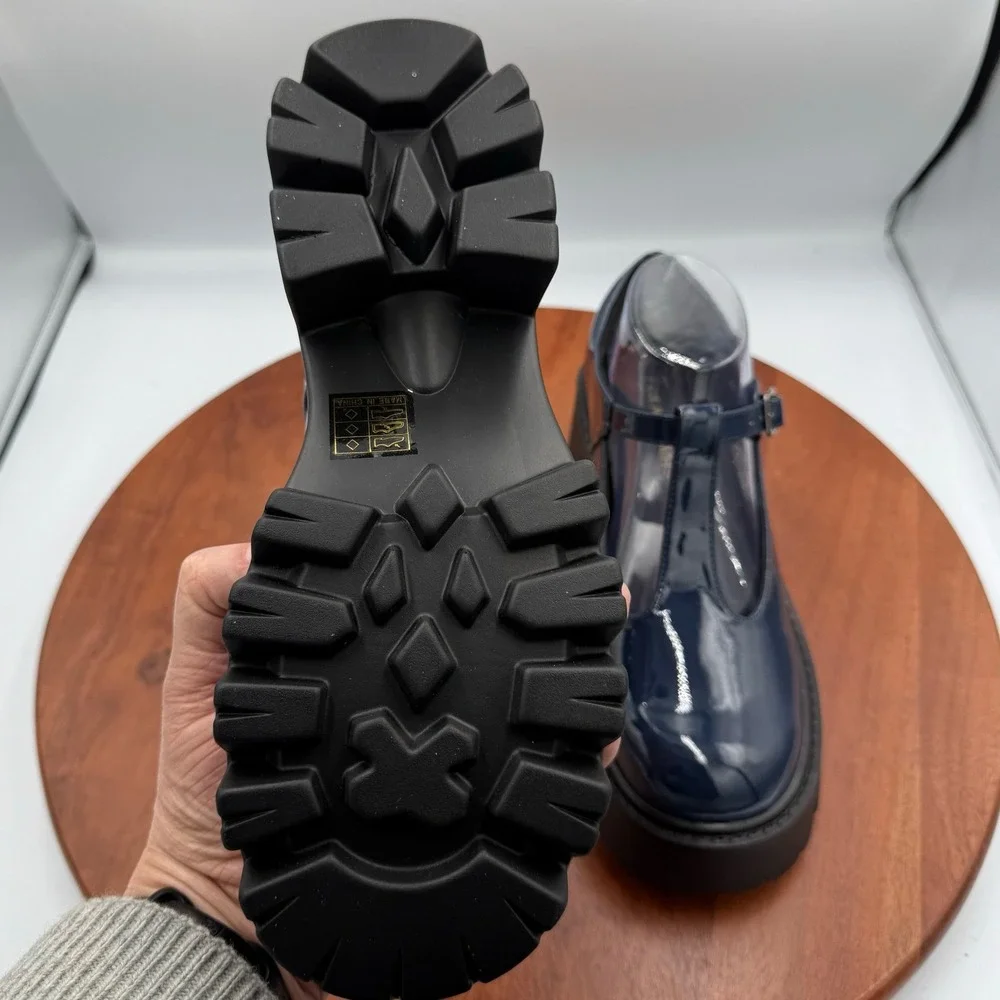 Dream Pairs Navy Patent Mary Jane Platform Chunky Heel Shoes Women‎ Size 7.5 Y2K